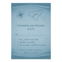 Treasure Map Response Card, Blue Announcements