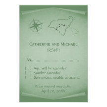 Treasure Map Response Card, Green Personalized Announcements