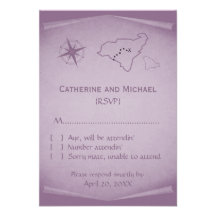 Treasure Map Response Card, Purple Custom Invitation