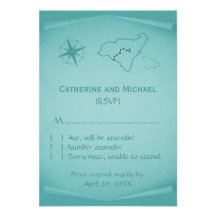 Treasure Map Response Card, Teal Custom Invitation
