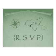 Treasure Map RSVP Postcard, Green