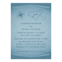 Treasure Map Wedding Invite, Blue