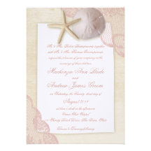 Treasured Beach Pink Wedding Personalized Invitation