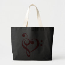 Treble and Bass Clefs Heart (red) Bag