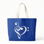 Treble and Bass Clefs Heart (white) Bag