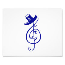 treble blue clef face top hat music design.png art photo