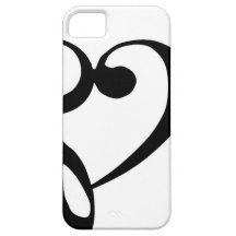 Treble Clef Base Clef Heart iPhone 5 Cover