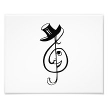 treble clef face top hat music design black.png photo print