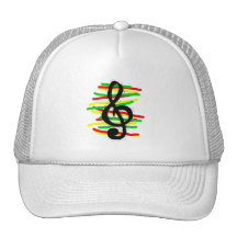 Treble Clef Graphic Black with Red Yellow Green Hat