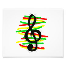 Treble Clef Graphic Black with Red Yellow Green Photo Print
