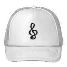 Treble Clef Graphic Design BLack Trucker Hats
