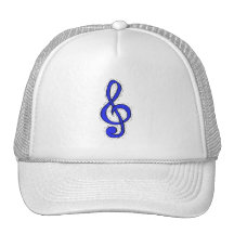 Treble Clef Graphic Design Medium Blue Hats