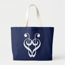 Treble Clef Heart (white) Bag