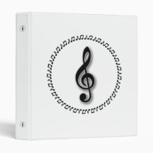 Treble Clef Music Note Design 3 Ring Binders