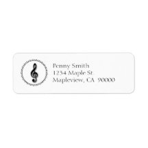 Treble Clef Music Note Design Custom Return Address Label