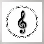 Treble Clef Music Note Design Posters