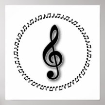 Treble Clef Music Note Design Posters
