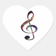 Treble Clef nebula 1 Heart Sticker