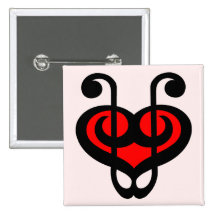 Treble Clef Red Heart Button