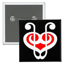 Treble Clef Red Heart Button