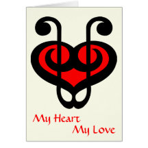Treble Clef Red Heart Love Card