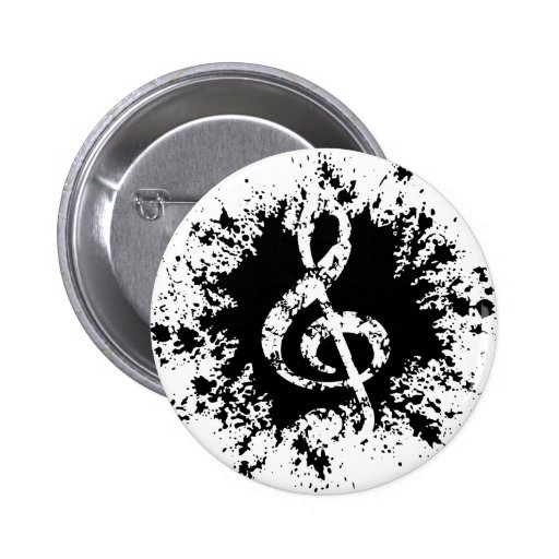 Treble Clef Splat Pinback Button