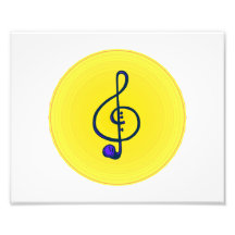 Treble horn clef blue with yellow circle photo art