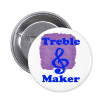 treble maker clef blue music design pinback buttons