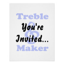 treble maker clef blue music design personalized invitation