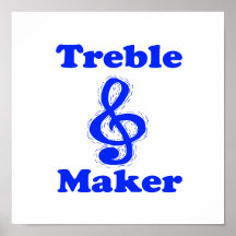 treble maker clef blue music design poster