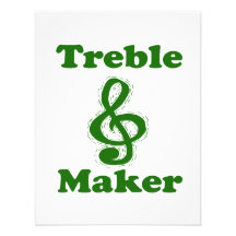 treble maker clef green funny music design custom invitations