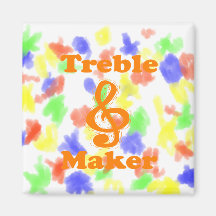 treble maker clef orange funny music design magnets