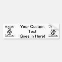 treble maker clef white blk outline music humour bumper sticker