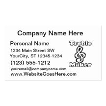 treble maker clef white blk outline music humour business card template