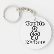 treble maker clef white blk outline music humour keychains