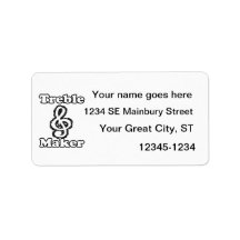treble maker clef white blk outline music humour personalized address labels