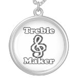 treble maker clef white blk outline music humour necklace