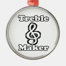 treble maker clef white blk outline music humour christmas tree ornament