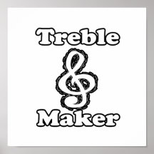 treble maker clef white blk outline music humour print