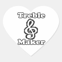 treble maker clef white blk outline music humour heart stickers