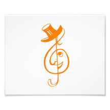 treble orange clef face top hat music design.png photograph