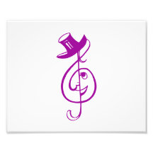 treble purple clef face top hat music design.png photo art