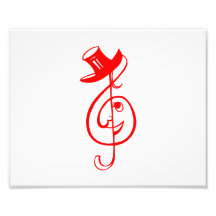 treble red clef face top hat music design.png photo