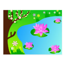 Tree and pond - Postcard