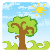 Tree and Sun Sticker