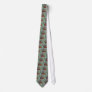 Tree Branches and Red Building Painting Neckwear