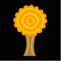 Tree. Golden Autumn colours. Funky Design. Photo Cutouts