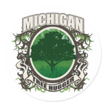 Tree Hugger Michigan Stickers
