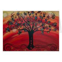 "Tree in Rouge" by CatherineHayesArt Greeting Cards