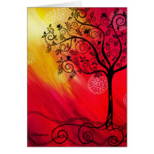 "Tree in Silhouette" by CatherineHayesArt Greeting Card